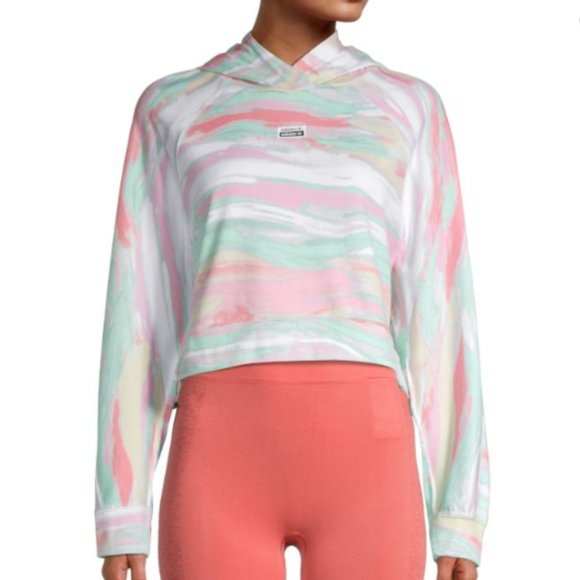 adidas Tops - adidas Pastel Marble Crop Hoodie
